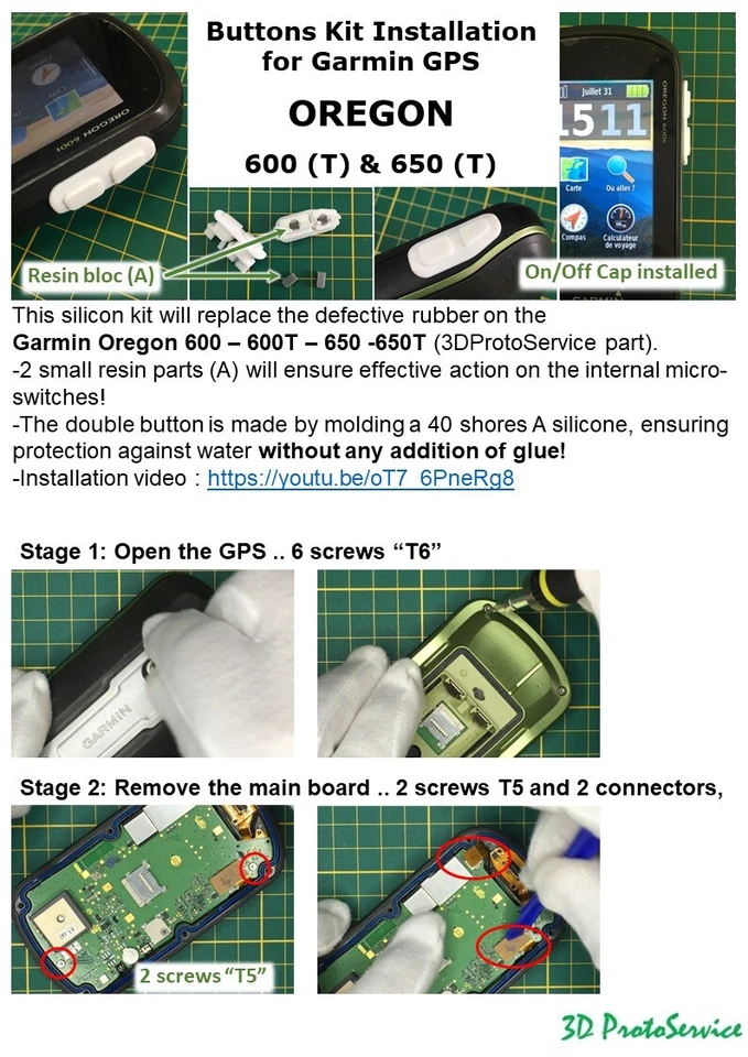 Garmin Oregon 600 - 650 (T) On/Off Buttons kit (Silicone-Waterproof) Bouton - Photo 2/4