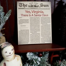 VINTAGE PRIMITIVE 1897 STYLE CHRISTMAS NEW YORK SUN NEWS YES VIRGINIA SANTA SIGN
