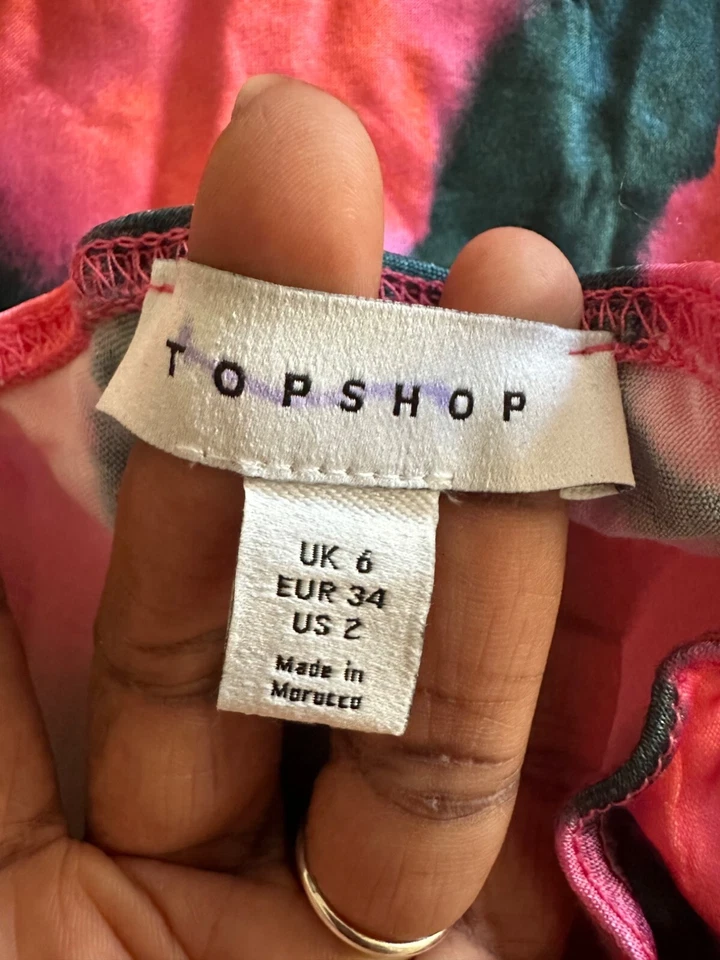 Topshop Falda Borrosa Amapola Satén Estampado Floral Midi Talla 2 Cintura Elástica Nueva Sin Etiquetas Foto 3 de 4
