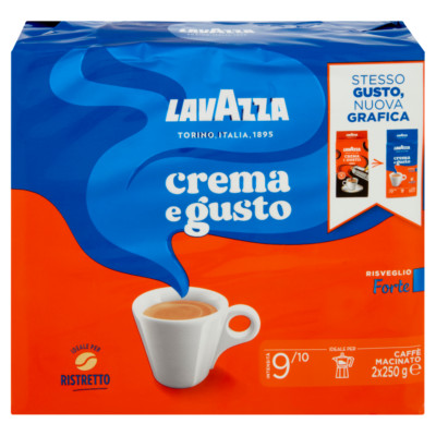 LAVAZZA COFFEE CREAM AND TASTE COFFEE GROUND COFFEE STRONG ESPRESSO FOR MOCHA 2x 250g