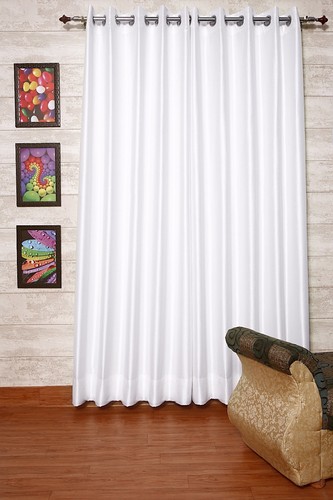 Pair of White Eyelet Faux Dupioni Silk Curtains,Thick Lining (260cm W x 215cm L) - Bild 6 von 7