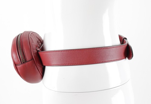 GUCCI Gold GG Marmont Red Quilted Leather Waist Belt Bum Bag - Picture 5 of 24