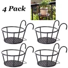 4 Pack Metal Hanging Planter Baskets for Balcony Railing & Fence Flower Pots