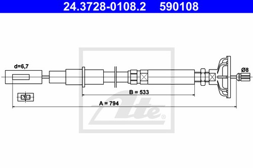 CABLE ACCIONAMIENTO EMBRAGUE VW JETTA I 16 EM JJ DX JB FR EG CR JK CY EW ATE - Imagen 2 de 7