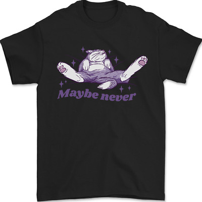 Maybe Never Lazy Cat Sleeping Herren T-Shirt 100% Baumwolle