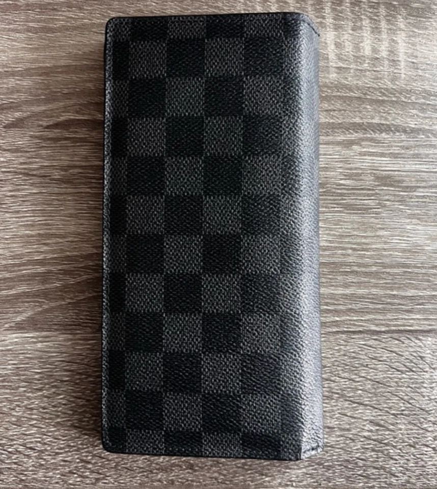 Authentic Louis Vuitton Brazza Black Damier Graphite Canvas Long Wallet - Image 2 of 4
