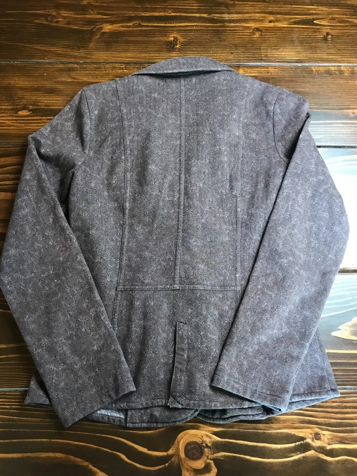 Chaqueta tallada con volantes, para mujer talla pequeña, marrón, polar, forrada, blazer Foto 2 de 4