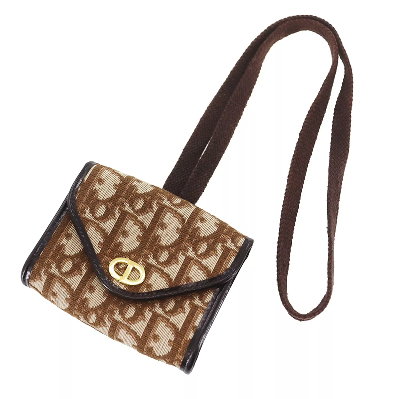 Mini sac bandoulière Christian Dior Trotter toile marron cuir #AH117 S