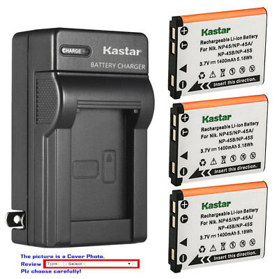 Kastar Wall Charger Battery for Fuji NP45 NP-45S BC-45B Fujifilm instax  Mini 70