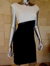 $69 Connected Black Ivory Jersey Pleated Casual Wear to Work Dress Sz 10P NWT