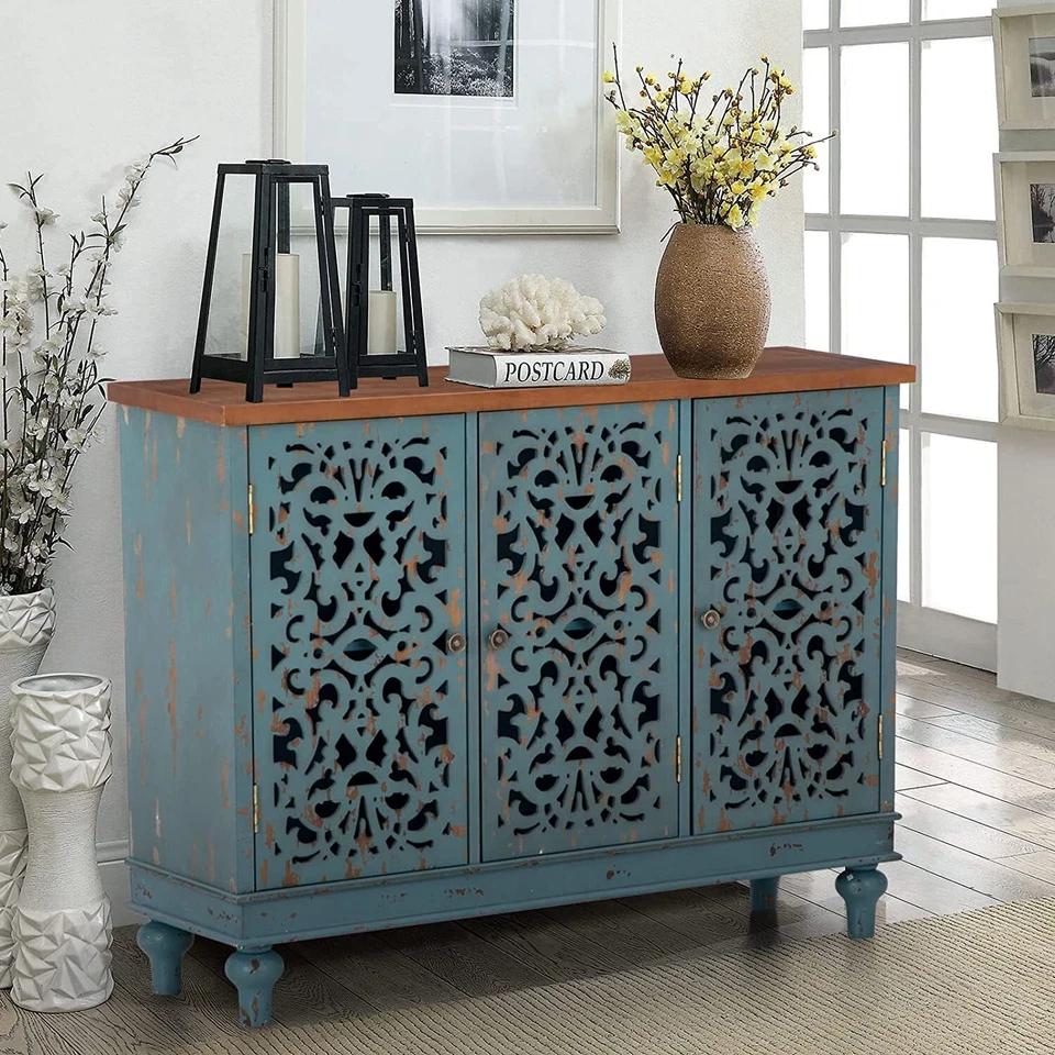 Armario de Almacenamiento con Puertas Aparador Buffet Antiguo Antiguo Retro Acento Gabinete Foto 2 de 4