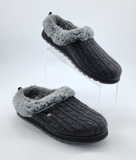 Skechers BOBS Cozy Memory Foam Women's Slippers Faux Fur Lined Charcoal Gray 9.5