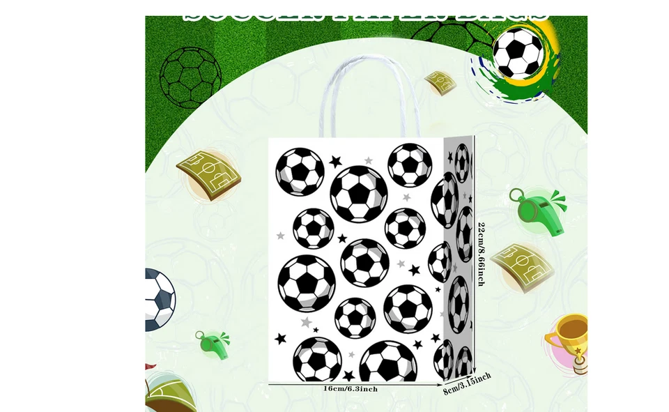 30 pcs BUSTE FESTA TEMA CALCIO 15X8X22 - Immagine 2 di 2