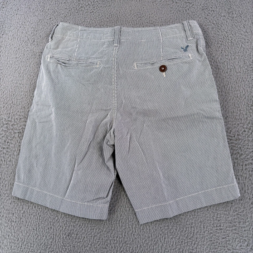 Шорты мужские American Eagle 30 классический крой синие белые в полоску хлопок опрятные - Изображение 3 из 4