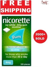 Nicorette Nicotine 4mg Gum ICY WHITE 105 Pieces - FREE SHIPPING TO USA