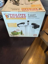 6 quart ALUMINUM PRESSURE COOKER PHILIPPE RICHARD Triple Safety, TTU-I9554, NEW