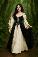 Mid Century Vintage Long Sleeves Wedding Dresses Corset Costume Medieval