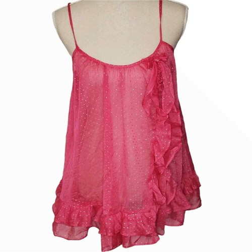 Victoria’s Secret Pink Sheer Polka Dot Ruffle Babydoll Sleepwear Size S - Picture 6 of 6