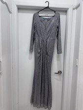 Women’s Silver Sequin Formal Dress Maxi Size M