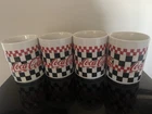 Set Of 4 1996 VTG Coca-Cola Coke Checkered Coffee Mug Cup Gibson Red White Black