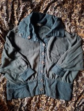 Flaxxxs Leinenjacke Jacke  mit Strick  Lagenlook Hemdjacke türkis Einheitsgröße