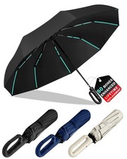 10-Shaft 50-Rib Heavy-Duty Windproof Umbrella, Automatic Open/Close with Ca...