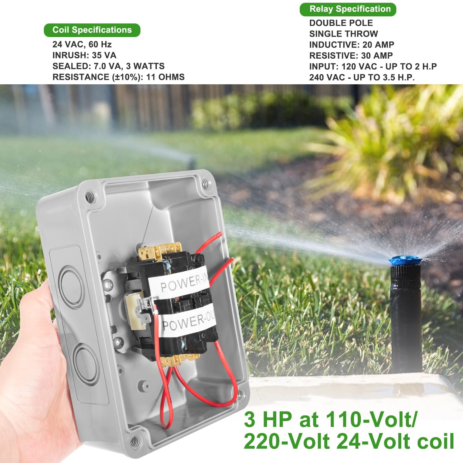 1522 Pump Start Relay with Enclosure 3 HP / 110V / 220V 24V Coil for Irrigation