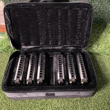 Used Hohner Blues Band 7-Piece Harmonica Set Missing E Harmonica