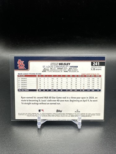 2025 Topps Series 1 Baseball Ryan Helsley Base #241 St. Louis Cardinals ...