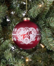 my25~BLOWN GLASS SCANDINAVIAN LG RED BALL~SWEDISH~DALA~CHRISTMAS ORNAMENT~NWT