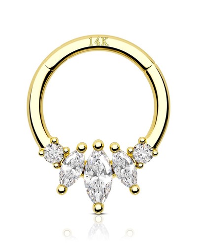 14K Gold Septum Rings 14K Yellow Gold Septum Piercing Jewelry 16g Septum Clic...