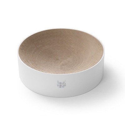 Necoichi Hologram White Regular Cat Scratcher Bowl Reversible Cardboard Bed