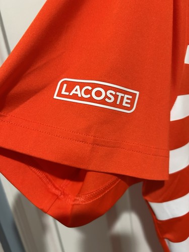 Polo Lacoste Sport Uomo 4XL Arancione Bianco Tennis Ultra Dry Novak Djokovi - Foto 4 di 9