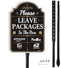 Please Leave Packages In The Box Sign with 34.6" Stake for Yard B-1 Pack