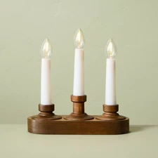 7.95" Wood Christmas Window Flameless Candelabra - Hearth & Hand with Magnolia