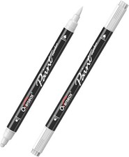 Overseas White Acrylic Paint Markers, 2 Pack Dual Tip Pens