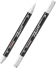 Overseas White Acrylic Paint Markers, 2 Pack Dual Tip Pens 