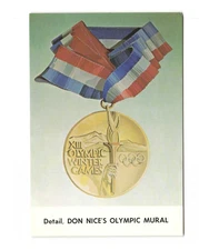 Don Nys's Olympic mural Winter Olympics Lake Placid 1980 VTG Postcard UNP