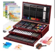 194 Piece Deluxe Art Set, Painting Drawing Art Supplies with 4 Drawing Pads NEW