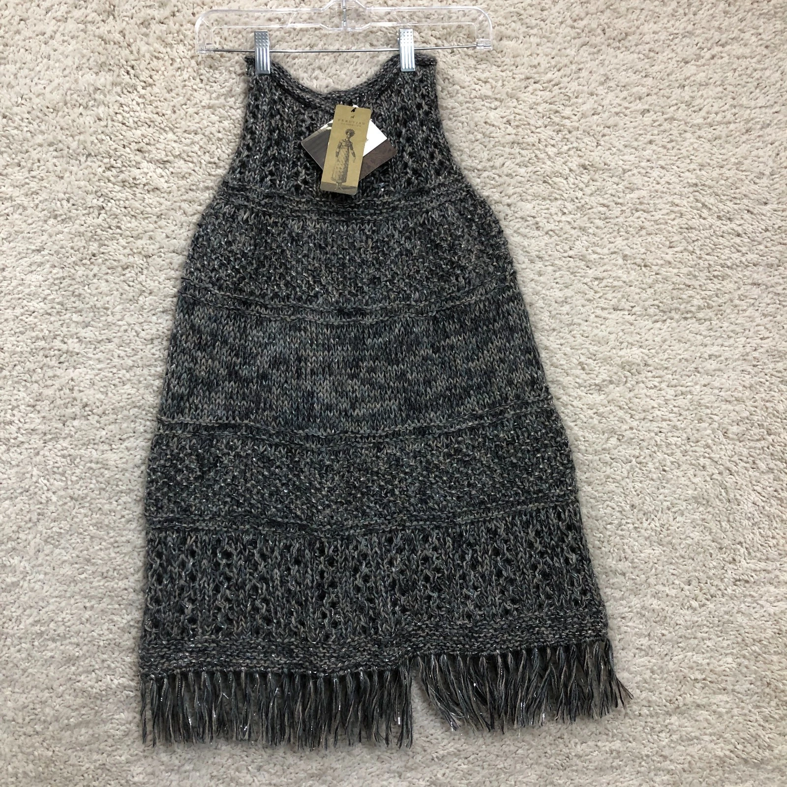 NEW Peruvian Connection Poncho One Size Women Gray Alpaca Pima Inglenook Capelet