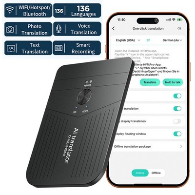 Language Translator Device Two-Way Instant 136 Languages Voice & Text & Offline