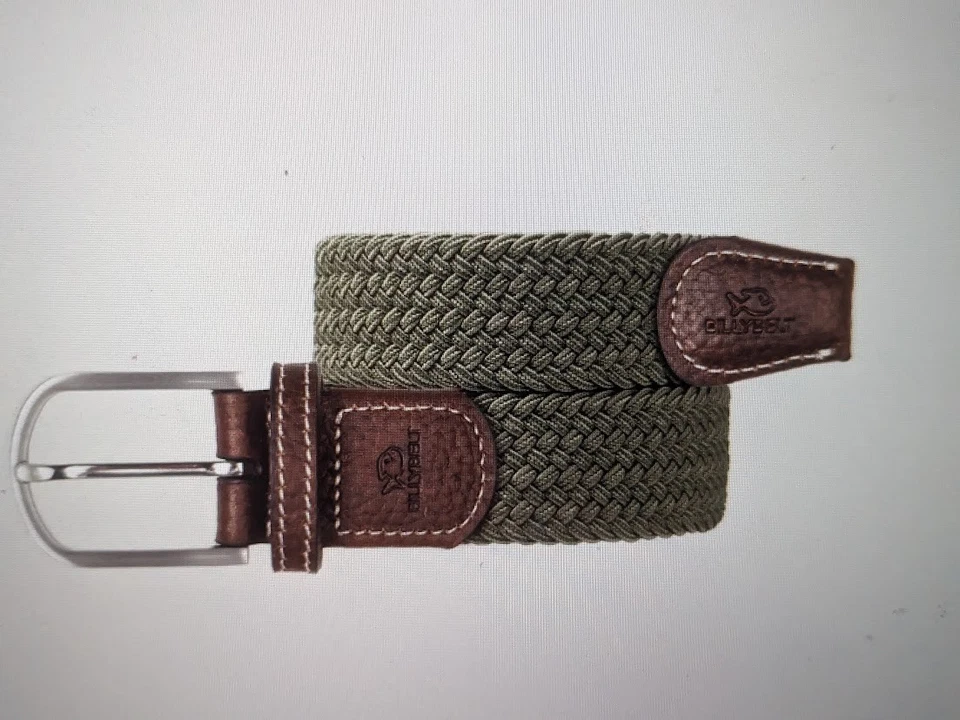 Cadeau de Noël ! Ceinture tressée élastique Billybelt vert kaki, taille 2, NEUVE - Photo 2/4