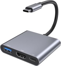 USB C to HDMI Adapter, 4K HDMI to USB-C Adapter with 60W PD  USB 3.0 Port Multi