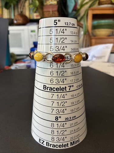 "Brazalete de eslabones Jay King DTR ámbar báltico caramelo/miel esterlina 6-7""" - Imagen 12 de 13