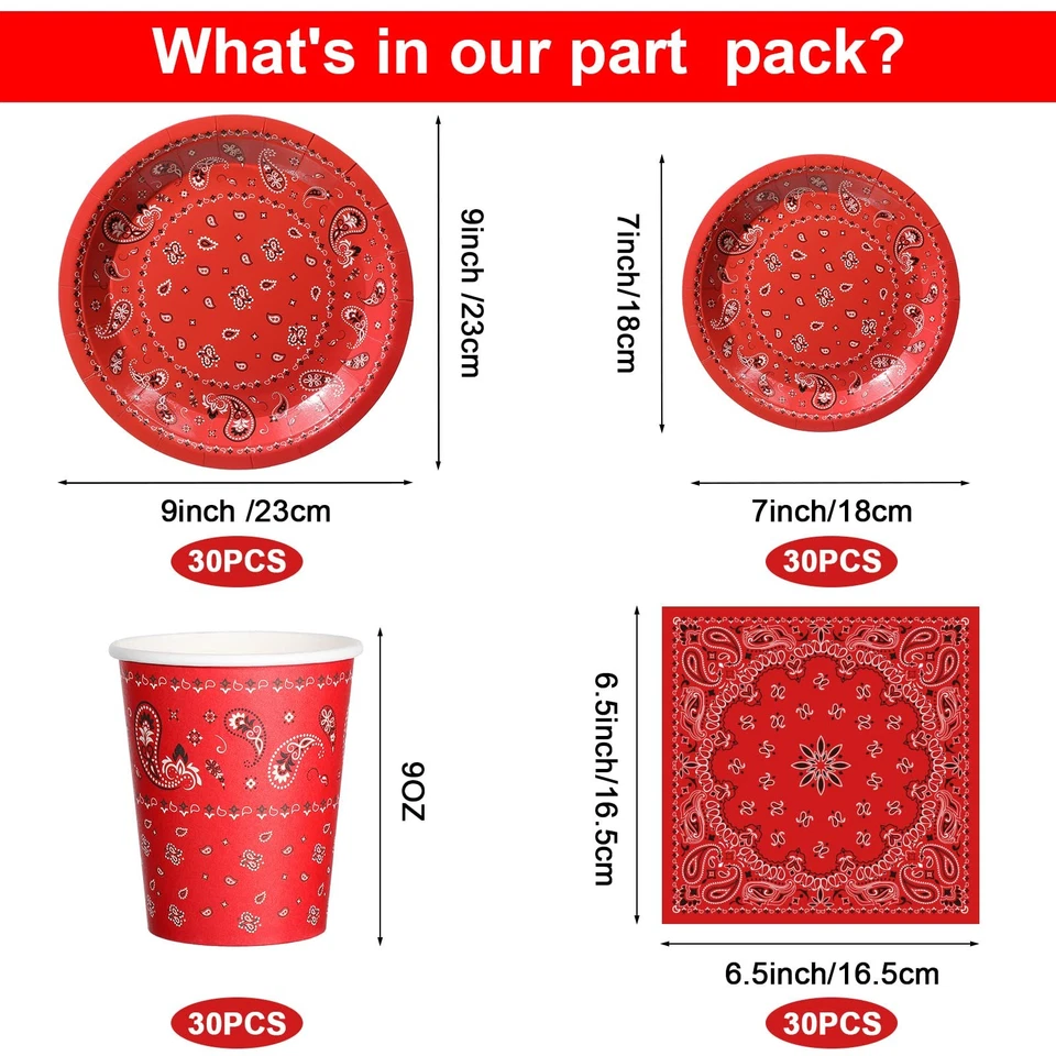 123 Piezas Decoración Fiesta Vaquero Occidental Incluye 1 Mesa Plástica Estampado Paisley... Foto 3 de 4