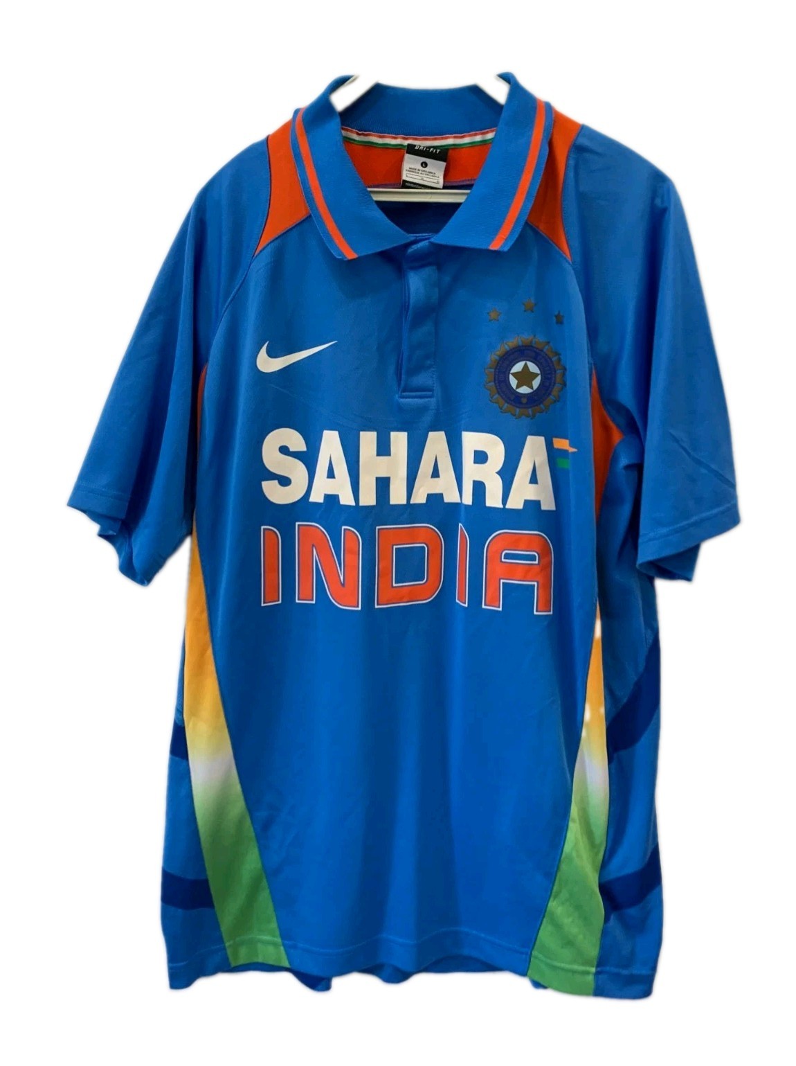 Vtg 2011 Nike India Cricket Jersey Sahara BCCI Tendulkar Error Mens L Blue #229