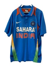 Vtg 2011 Nike India Cricket Jersey Sahara BCCI Tendulkar Error Mens L Blue #229