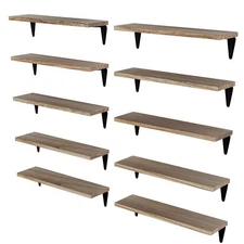 Arras Wood Floating Shelves for Wall Storage, Small Bookshelf Set of 10, Hang...