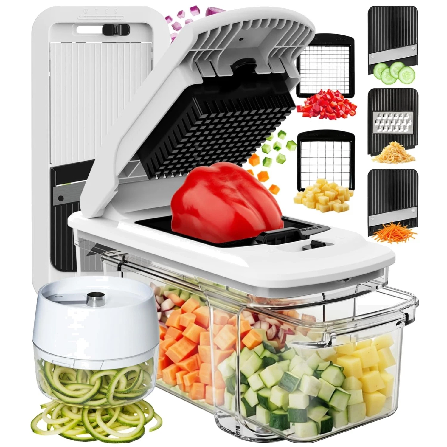 Durable & Safe Mandoline Slicer - 6 Stainless Steel Blades