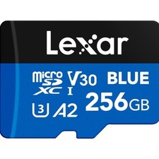 256GB Blue Micro SD Card Up to 160MB/s, microSDXC UHS-I Memory Card with SD A...